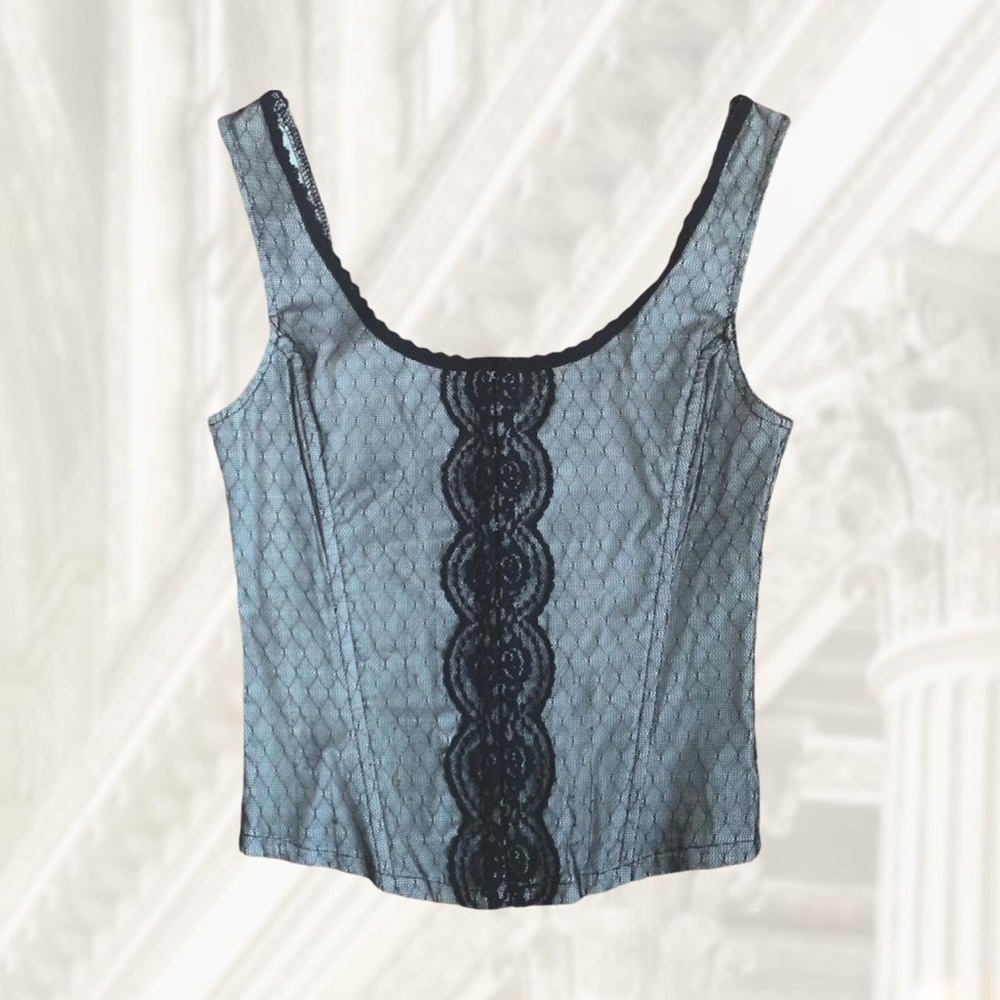 Black Lace Overlay Corset Top